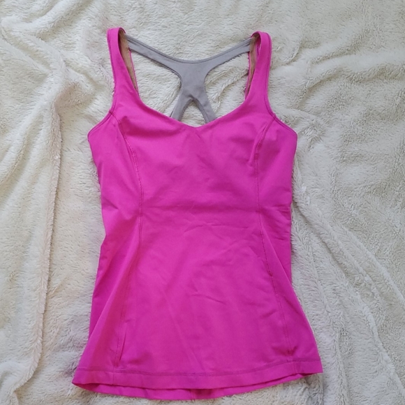 Lululemon Pink Tank 6 Built in Bra